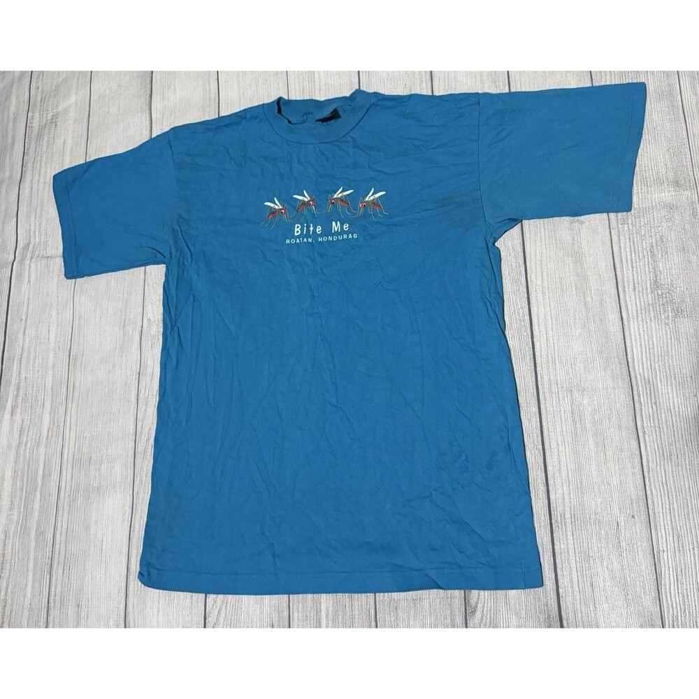 Vintage Roatan Honduras Bite Me Mosquitoes Graphic T Shirt Size XL Toucan Defect